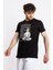 Erkek/ Baskılı O-Yaka T-Shirt Budestatuas - Siyah 2
