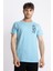 Erkek/ Baskılı O-Yaka T-Shirt Bandos - Açık Mavi 1