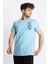 Erkek/ Baskılı O-Yaka T-Shirt Bandos - Açık Mavi 2
