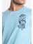 Erkek/ Baskılı O-Yaka T-Shirt Bandos - Açık Mavi 4