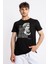 Erkek/ Baskılı O-Yaka T-Shirt Herestatuas - Siyah 1