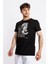 Erkek/ Baskılı O-Yaka T-Shirt Herestatuas - Siyah 2