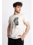 Erkek/ Baskılı O-Yaka T-Shirt Herestatuas - Ham Pamuk 2