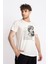 Erkek/ Baskılı O-Yaka T-Shirt Herestatuas - Ham Pamuk 3