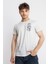 Erkek/ Baskılı O-Yaka T-Shirt Bandos - Gri Melanj 1