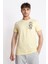 Erkek/ Baskılı O-Yaka T-Shirt Bandos - Açık Sarı 1