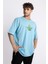 Erkek/ Baskılı Oversize O-Yaka T-Shirt Suelto - Açık Mavi 2