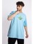 Erkek/ Baskılı Oversize O-Yaka T-Shirt Suelto - Açık Mavi 3