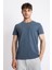 Erkek/ O-Yaka Cepli T-Shirt Bolsillo - Lacivert Melanj 1