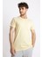 Erkek/ O-Yaka Cepli T-Shirt Bolsillo - Açık Sarı 2