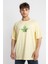 Erkek/ Baskılı Oversize O-Yaka T-Shirt Suelto - Açık Sarı 1