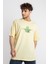 Erkek/ Baskılı Oversize O-Yaka T-Shirt Suelto - Açık Sarı 3