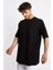 Erkek/ Oversize O-Yaka T-Shirt Basuelto - Siyah 2