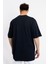 Erkek/ Oversize O-Yaka T-Shirt Basuelto - Lacivert 4