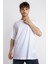 Erkek/ Oversize O-Yaka T-Shirt Basuelto - Beyaz 1