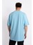 Erkek/ Baskılı Oversize O-Yaka T-Shirt Suelto - Açık Mavi 4