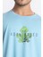 Erkek/ Baskılı Oversize O-Yaka T-Shirt Suelto - Açık Mavi 5