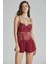 6015 Kadın Dantelli Saten 6'lı Set-Bordo 5