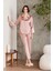 6000 Kadın Dantelli Saten 6'lı Set-Brandy 4