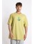 Erkek/ Baskılı Oversize O-Yaka T-Shirt Suelto - Açık Haki 1