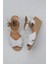 Beyaz Deri Kadın Dolgu Topuklu Espadril Sandalet 01WS11100 1