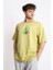 Erkek/unisex Baskılı Oversize O-Yaka T-Shirt Suelto - Açık Haki 1