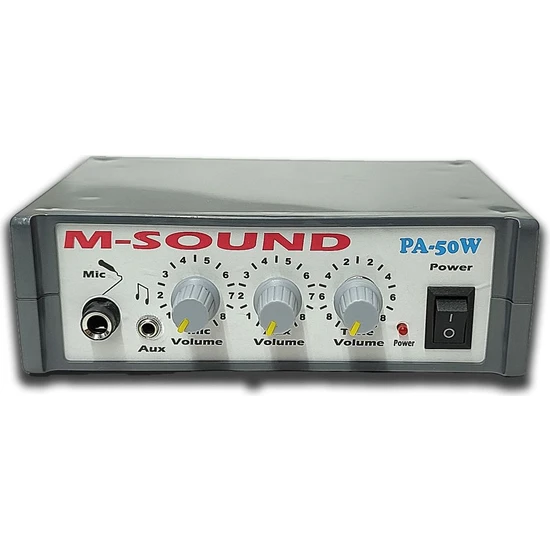 M-Sound Msound PA-50W 12 Volt 50 Watt Mikrofon - Aux Girişi Pazarcı Anfisi