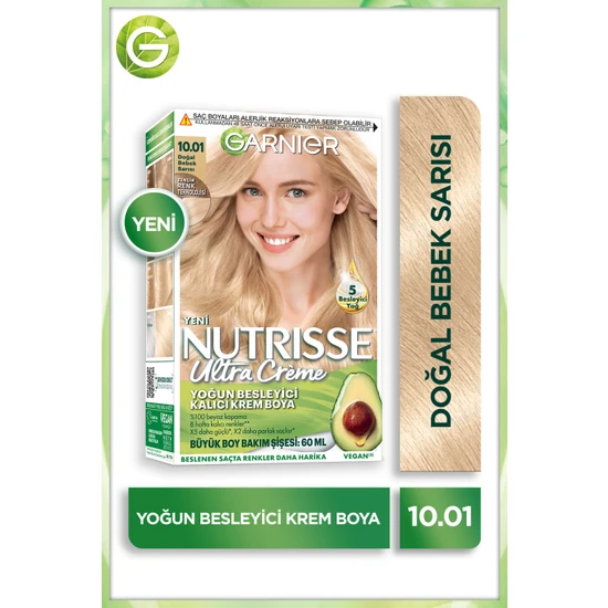 hepsiburada Garnier Nutrisse Yoğun Besleyici Kalıcı Krem Saç Boyası 10.01 Doğal Bebek Sarısı hepsiburada Garnier Nutrisse Yoğun Besleyici Kalıcı Krem Saç Boyası 10.01 Doğal Bebek Sarısı