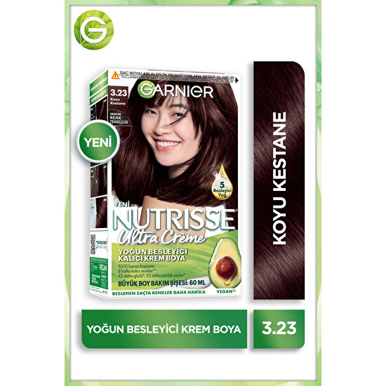 Garnier Nutrisse Yoğun Besleyici Kalıcı Krem Saç Boyası 3.23 Koyu Kestane