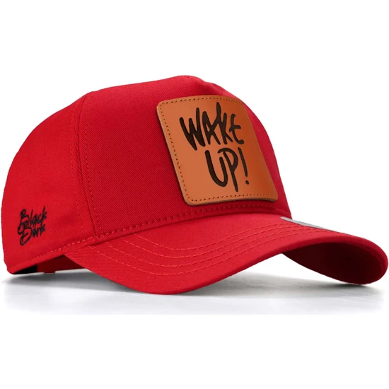 Black Börk V1 Baseball Camel Wake Up - 150 Kod Logolu Unisex Kırmızı Şapka (Cap)