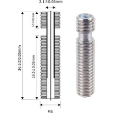 egc Teknoloji 3D Yazıcı M6X26MM Teflonlu Çelik Barel - E3D V5 Uyumlu