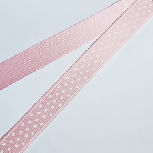 Hobiceyiz Grogren Kurdele 2,5 cm 20 Metre Yıldız Desenli Açık Pembe
