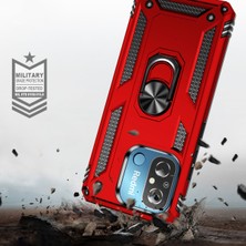 Case 4U Xiaomi Redmi 12C Kılıf Armor Serisi Vega Tank Zırh Metal Yüzüklü Standlı Siyah