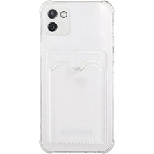 Case World Samsung Galaxy A03 Kapak Kamera Korumalı Kartlıklı Darbe Emici Özellikli Şeffaf Silikon Kılıf