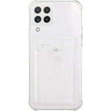 Case World Samsung Galaxy A12 Kapak Kamera Korumalı Kartlıklı Darbe Emici Özellikli Şeffaf Silikon Kılıf