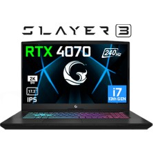 Game Garaj Slayer3 QHD 10XL-4070 C3 Intel Core i7 13700H 64GB RAM 2TB SSD RTX4070 17.3" IPS 240Hz FreeDOS Dizüstü Bilgisayar + Çanta