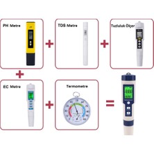 Hubstein 5in1 Dijital Ph Tds Ec Tuzluluk Sıcaklık Metre Işıklı Test Cihazı Iletkenlik Kalem Model-5in1 Tds Metre