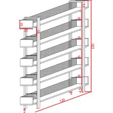 Tolia Home Endüstriyel Tasarım 5 Katlı Tel Detaylı Kitaplık-Aksesuar Rafı-Çiçeklik-Çok Amaçlı Raf