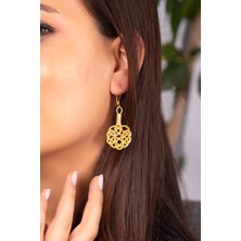 Sümer Telkari Aşk Düğümü Altın Yaldızlı Kazaziye El Sarması Gümüş Küpe 593