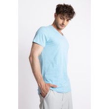Adam Boxes Erkek/unisex V-Yaka T-Shirt Veralpes - Açık Mavi