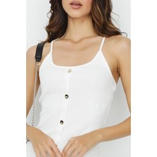 Select Moda Kadın Düğme Detaylı Vücuda Oturan Fitilli Midi Örme Elbise