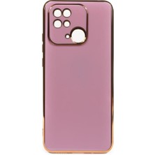 Musal Xiaomi Redmi 10C Kılıf Kamera Korumalı Altın Kenar Tasarım Silikon