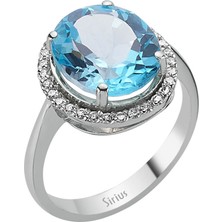 Sirius Pırlanta Pırlanta ve Oval Mavi Topaz Taşlı Yüzük 0417R0116