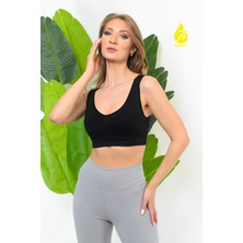 Sauna Suit Kadın Modal Crop Top Büstiyer Toparlayıcı Seamless Dikişsiz Kalın Askılı Örme Bustiyer