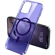 Case 4U Apple iPhone 14 Pro Max Kılıf Magsafe Şarj Özellikli Transparan Sert PC Wlons Pita Kapak Derin Mor