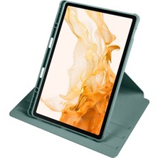 Nezih Case Samsung Galaxy Tab S8 Plus SM-X800 12.4" Uyumlu 360 Dönebilen Kalem Bölmeli Arkası Şeffaf Kılıf