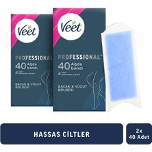Veet Professional Ağda Bandı Hassas Ciltler Için Bacak & Vücut Bölgesi 80 Adet