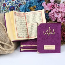 İkranur Hediyelik Kadife Kaplı Yasin Kitabı, Seccade, Kokulu Tesbih, Asetat Kutulu (26×23) Paket Mor