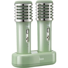 Divoom SongBird-HQ Yeşil Çift Karaoke Mikrofonlu 6 Ses Efektli 50 Watt Taşınabilir Bluetooth Hoparlör