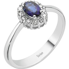 Sirius Pırlanta Pırlanta ve Oval Safir Taşlı Anturaj Yüzük 0417R0126